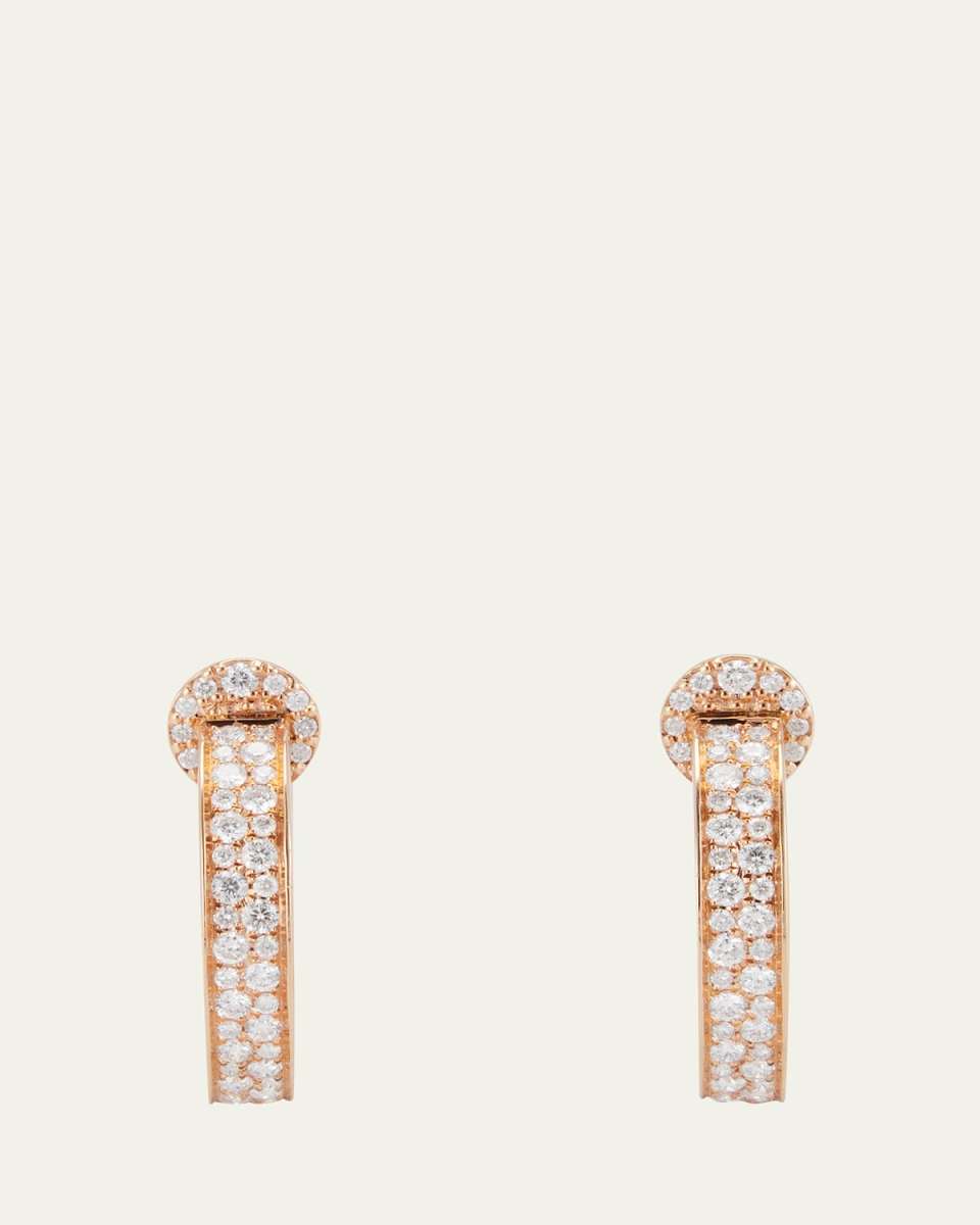 18k Rose Gold Diamond Hoop Earrings